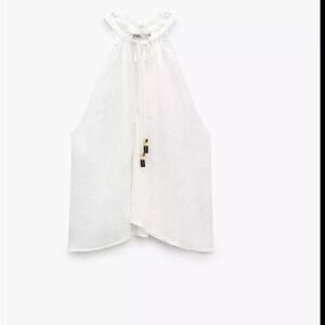 Zara —NWT-White Sleeveless Blouse-LINEN TOP